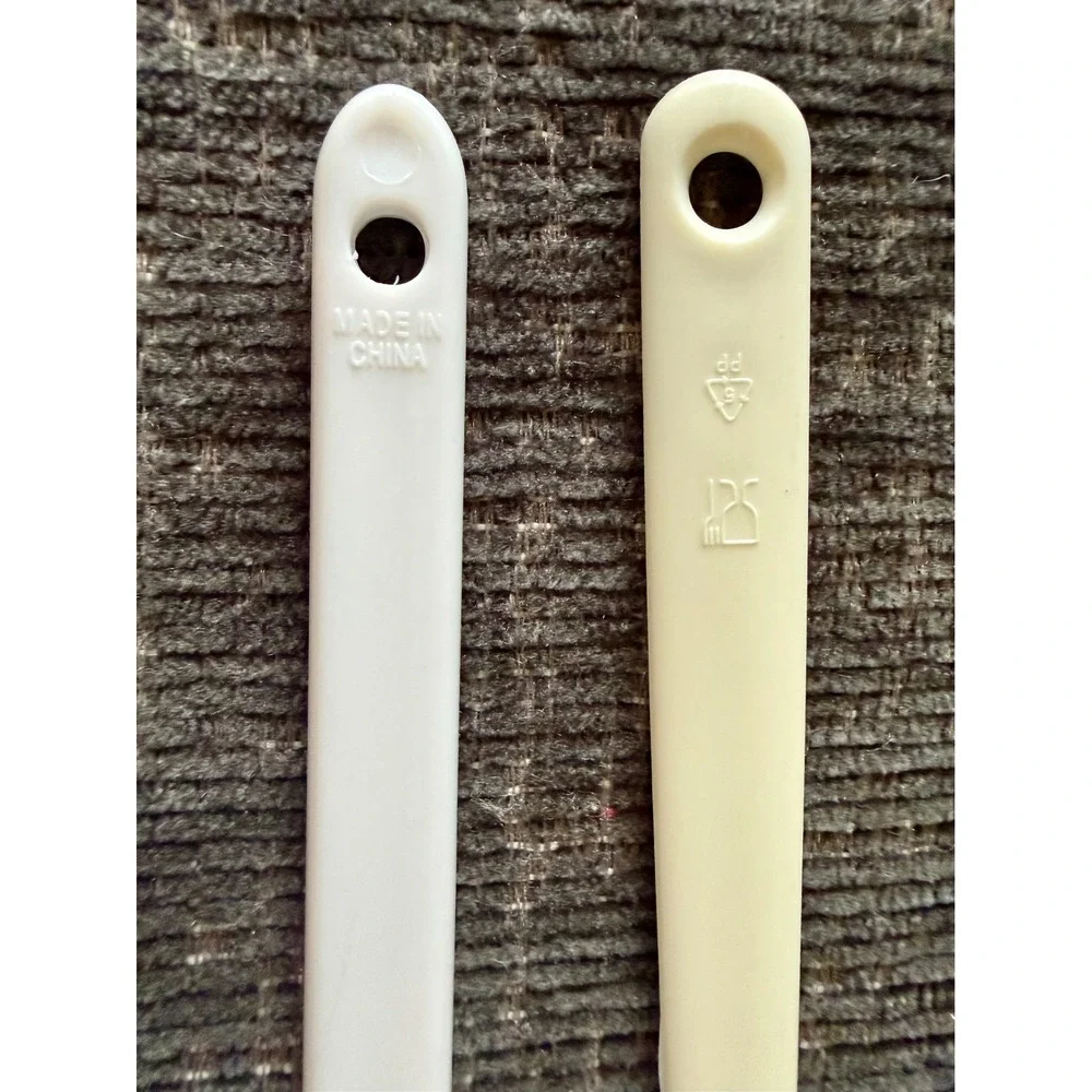 Plastic Spatula Set 5pc Excellent White Cream Non-Heat Resistant
